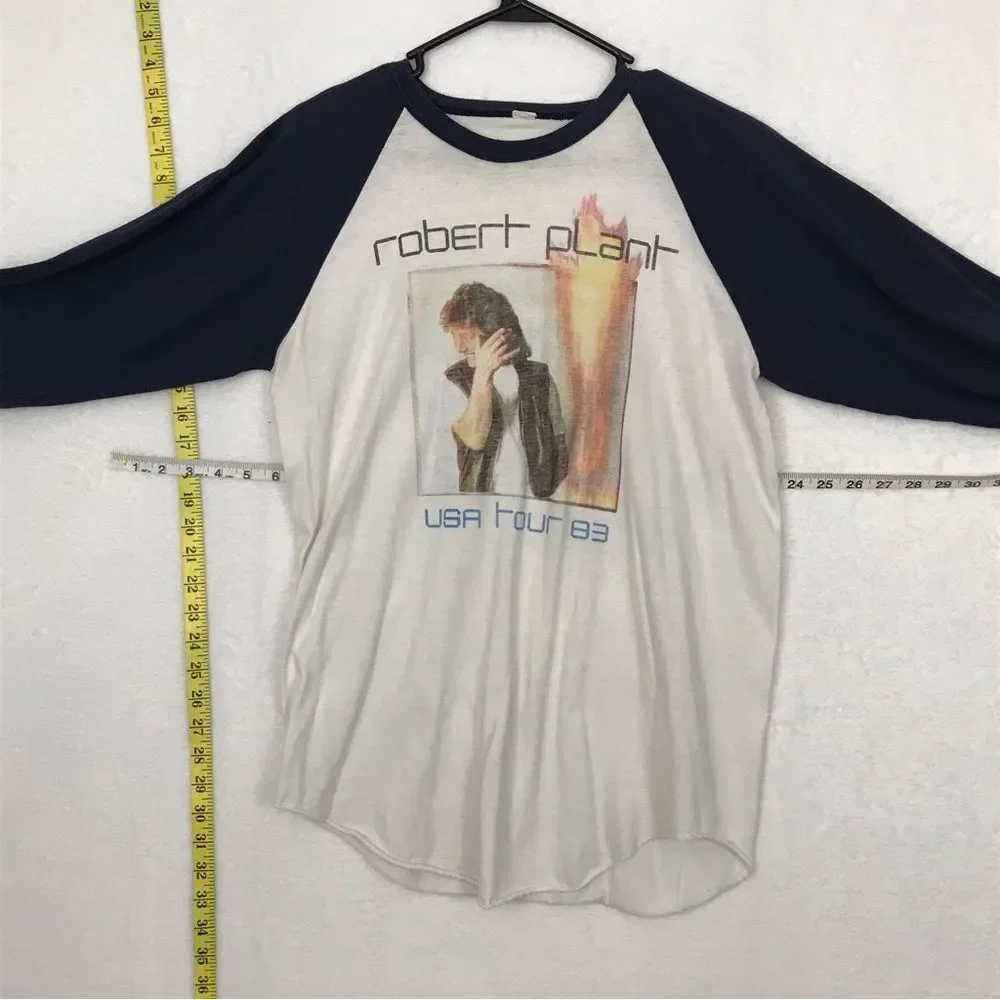 Vintage 80s 1983 Robert Plant USA Tour Tshirt Tee Mens Sz Large Screen Stars